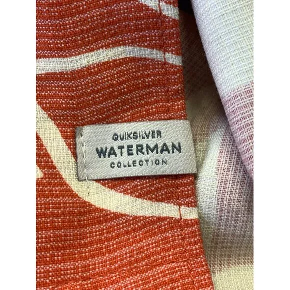 Quiksilver Waterman Collection Men Size Medium M Floral Hawaiian Shirt Short EUC - Picture 7 of 10